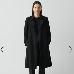 Theory Oaklane Black Trench Coat Admiral Crepe